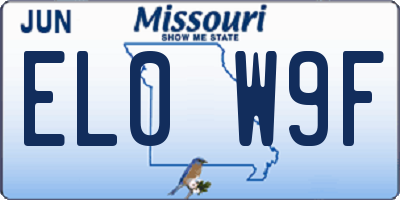 MO license plate EL0W9F