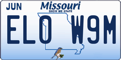 MO license plate EL0W9M