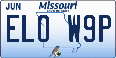 MO license plate EL0W9P