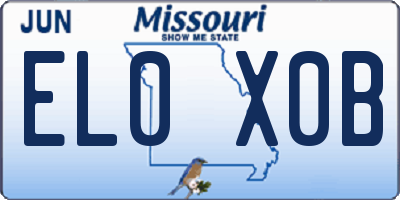 MO license plate EL0X0B