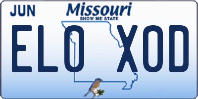 MO license plate EL0X0D