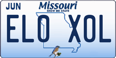 MO license plate EL0X0L
