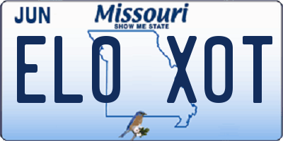 MO license plate EL0X0T