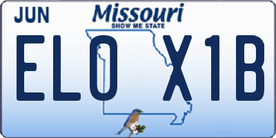 MO license plate EL0X1B