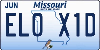 MO license plate EL0X1D