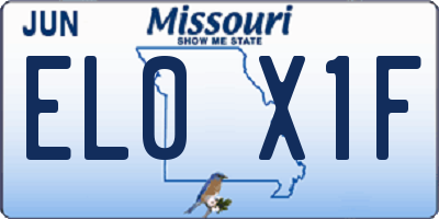 MO license plate EL0X1F