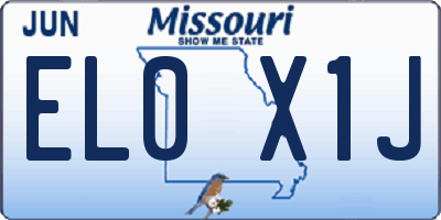 MO license plate EL0X1J