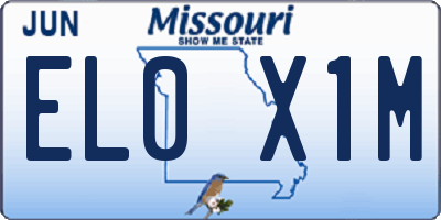 MO license plate EL0X1M