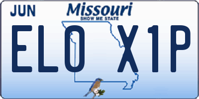 MO license plate EL0X1P