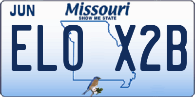 MO license plate EL0X2B