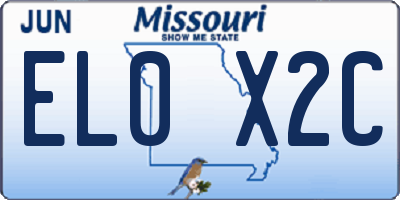 MO license plate EL0X2C