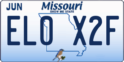 MO license plate EL0X2F