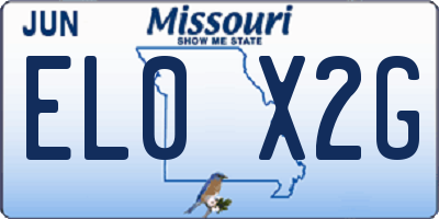 MO license plate EL0X2G