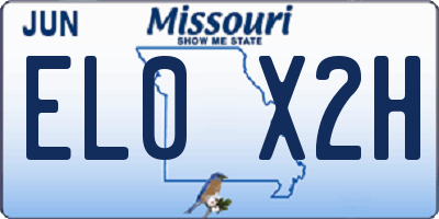 MO license plate EL0X2H