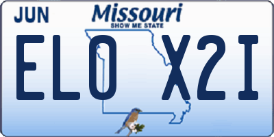 MO license plate EL0X2I