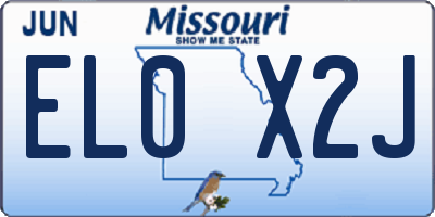 MO license plate EL0X2J