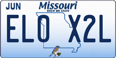 MO license plate EL0X2L