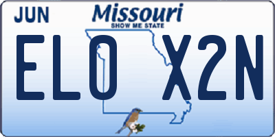 MO license plate EL0X2N