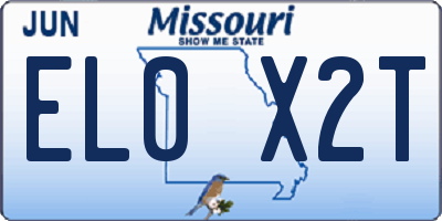 MO license plate EL0X2T