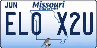 MO license plate EL0X2U