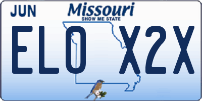 MO license plate EL0X2X