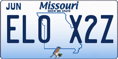 MO license plate EL0X2Z