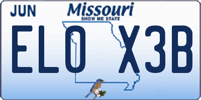 MO license plate EL0X3B