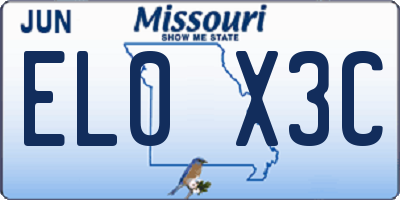 MO license plate EL0X3C