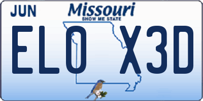 MO license plate EL0X3D