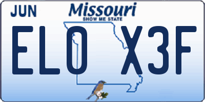 MO license plate EL0X3F