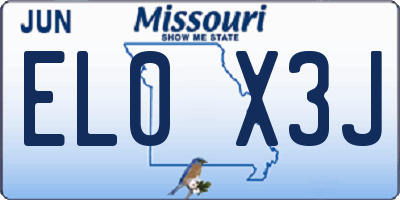 MO license plate EL0X3J