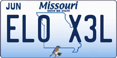 MO license plate EL0X3L