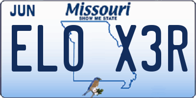 MO license plate EL0X3R