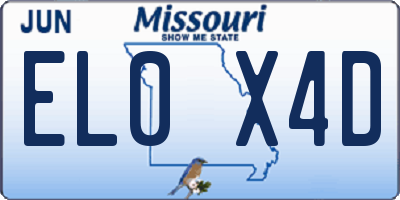 MO license plate EL0X4D