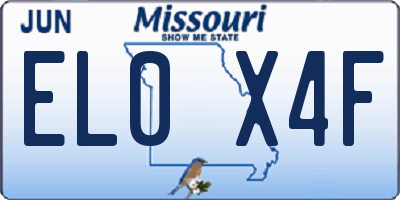 MO license plate EL0X4F