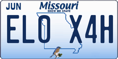 MO license plate EL0X4H