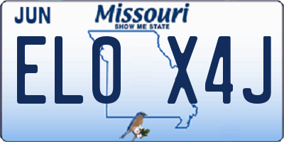 MO license plate EL0X4J