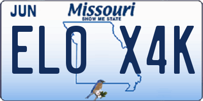 MO license plate EL0X4K