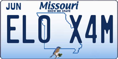 MO license plate EL0X4M