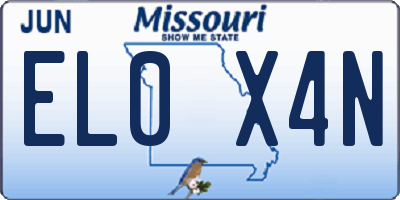 MO license plate EL0X4N