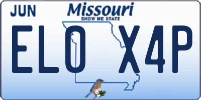 MO license plate EL0X4P