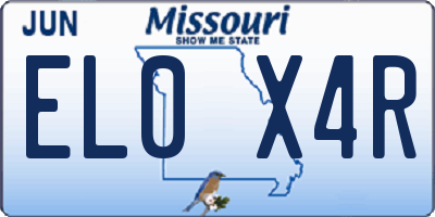 MO license plate EL0X4R
