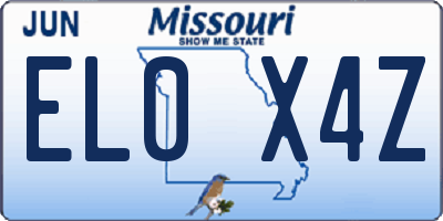 MO license plate EL0X4Z