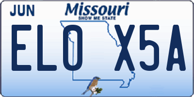 MO license plate EL0X5A
