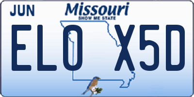 MO license plate EL0X5D