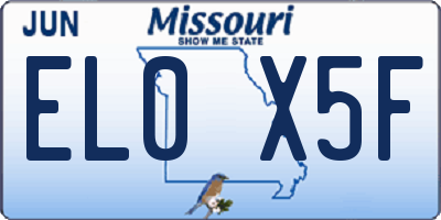 MO license plate EL0X5F
