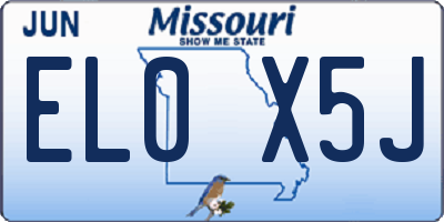 MO license plate EL0X5J