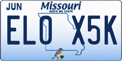 MO license plate EL0X5K