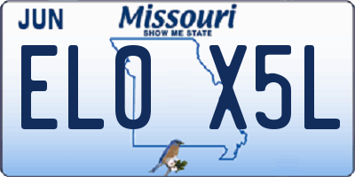 MO license plate EL0X5L