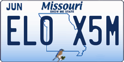 MO license plate EL0X5M